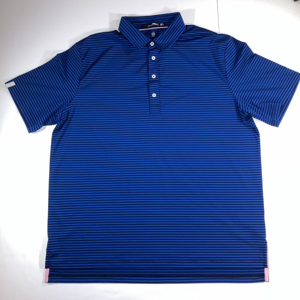 [Lot of 2] RLX Ralph Lauren Golf Polo Shirts Mens XL Blue Striped Performance - Picture 4 of 16